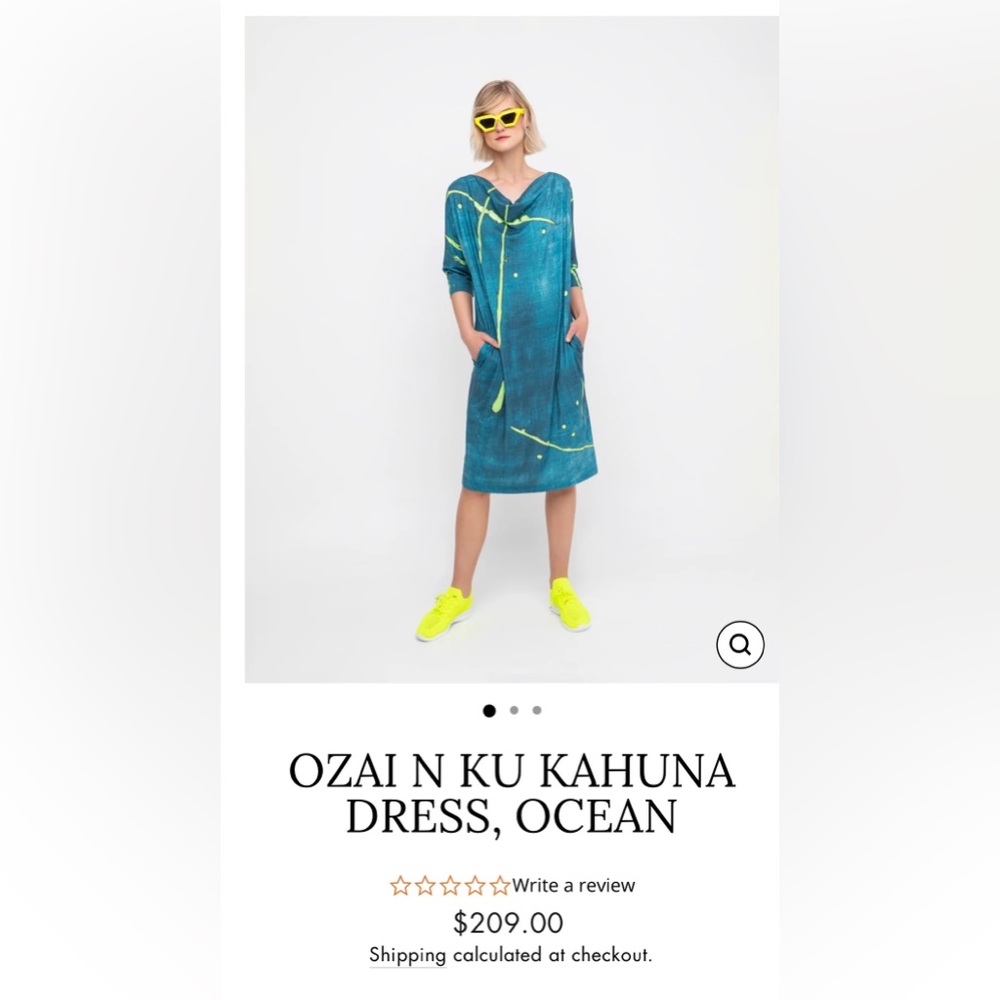 OZAI N KU KAHUNA DRESS, OCEAN size XS.  ALEMBIKA.com NWT!!!